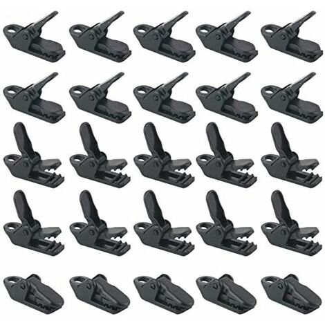 Ensemble de pinces de tente, petite pince de support de bache, pinces de bache, paquet de 25 pinces coupe-vent pour auvent de camping, pince crocodile en plastique pour une utilisation en extérieur (1/5)