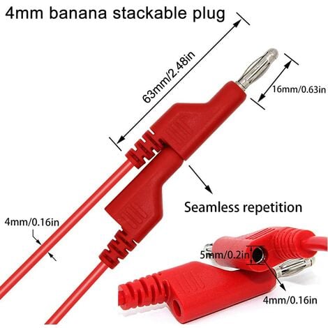 BeMatik - Pince crocodile rouge avec gaines isolantes pour connexions  électriques 70mm