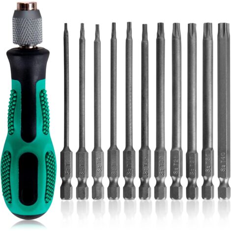 Kit de 11 Tournevis Torx Magnétiques Professionnels (T6-T40) - Longueur 100mm - Pour Électronique, Mécanique & Bricolage - Manche Ergonomique