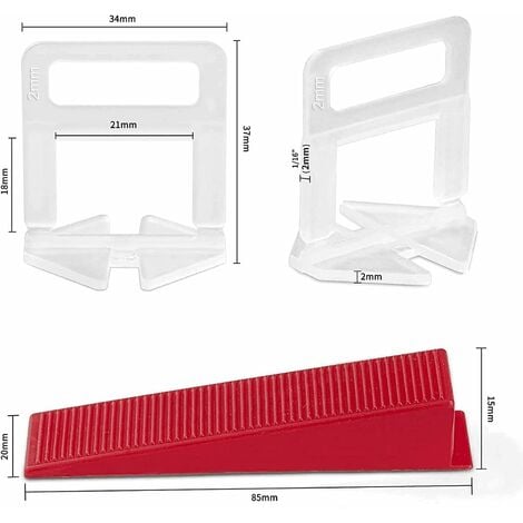 Système de nivellement de carrelage de 2mm de largeur de joint, 400  languettes de traction,100