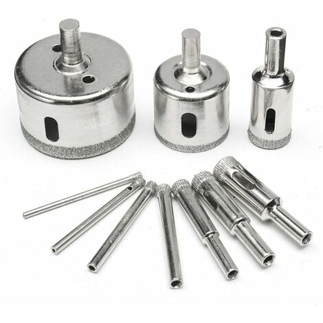 Maso Lot de 10 forets diamantés pour scie-cloche diamantée 6 mm-8 mm-10  mm-12 mm-12 mm-14 mm-16 mm-18 mm-26 mm-32 mm pour verr[1239]