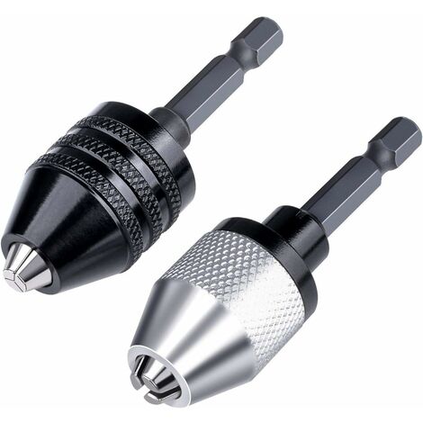 2 pièce 6.35mm (1/4") Keyless Foret Mandrin hexagonale Mandrin sans clé Changement rapide adaptateur convertisseur serrage 0,36.5 mm (1/5)