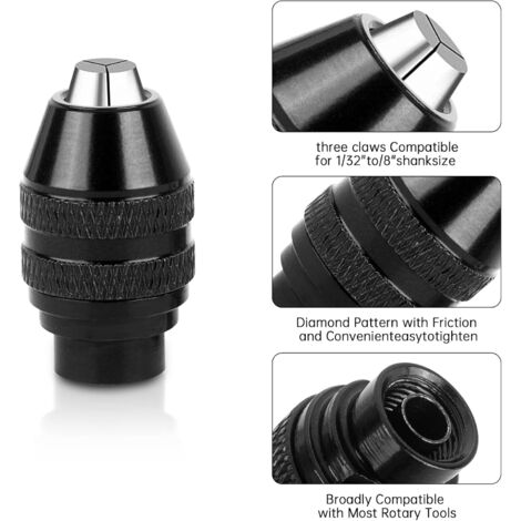 Mandrin à Serrage Rapide 4486 - Kit Avec 8 Écrous En Laiton | 1/32" à 1/8" | Pour Outils Rotatifs, Dremel