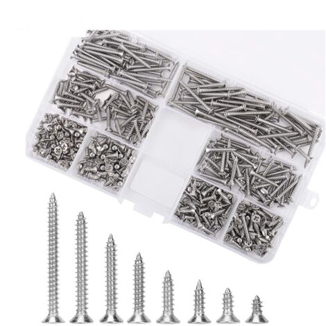 Lot de 400 Pièces Vis Autotaraudeuses M3 Vis à Tête Plate Croisée, Vis à bois Acier Inoxydable Kit de Classification de Vis à Tête Croisée (1/5)