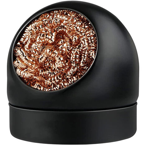 Boule de nettoyage de pointe de fer à souder, type fil à bille en laiton avec support de coque de boule pour nettoyer les fers à souder et les pointes, pas besoin d'eau (noir) (1/5)