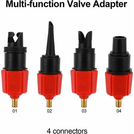Convertisseur Gonflable de Pompe d’Adaptateur, 4 Normes pièce jointe conventionnelle de Valve d’air pour Bateau Gonflable, Stand up Paddle Board, lit Gonflable, etc