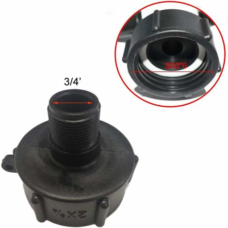 Adaptateur De Réservoir IBC S60x6 - Raccord Fileté Pour Cuve Eau De Pluie, Jardin, Longueur 110 Mm