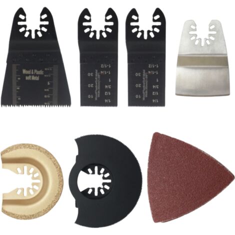 16pcs Mix Lames de Scie Oscillantes, Coffret des Accessoires d'Outil Multifonction Oscillant, Outil Saw Blades Accessoires Kit avec 10 feuilles abrasives(80 grains) (1/5)