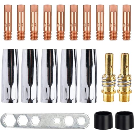 Kit de Torche de Soudage,20 Pcs Embouts de Contact de Buse de Soudage,Ensemble de Support de Connecteur de Gaz, Contact, Buse,Connecteur,Isolant,Outil pour Torche de soudage MIG MAG (1/5)