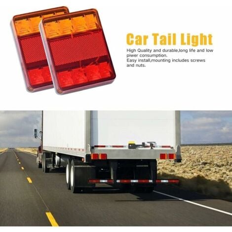 2 PCS Feux Arrière pour Remorque Led éclairage Arrière Lampe de Freinage Imperméable Universel Signal Indicateur pour Camion Caravane Van Bateau de Voiture Styling Avertissement 12V (8LED)