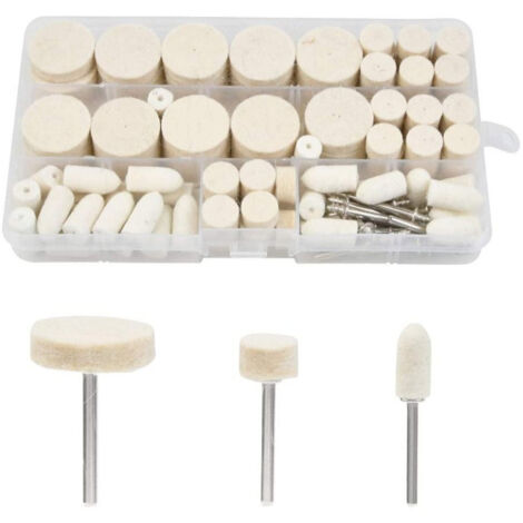 Kit de Roues de Polissage, Outil Rotatif en Feutre de Laine, Métal Surface Polissage Accessoire pour une meuleuse, le polissage et l'ébavurage de précision, Abrasif Polissage Roue Outils, 123 pcs (1/4)