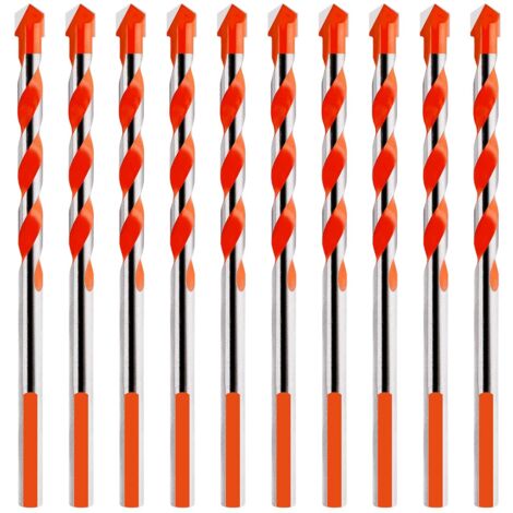 10 Pièces Carbure De Tungstène Maonnerie Foret, Foret de Maonnerie d'Alliage de Triangle 6mm Orange (1/5)