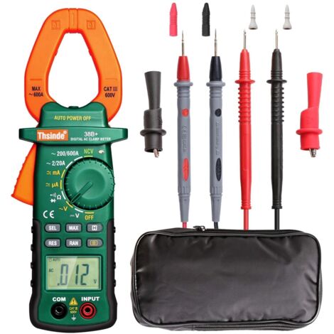 Pince multimètre numérique 2000 points, multimètre ampèremètre avec sac de rangement Volt AC/DC Courant AC/DC Ohm Test de résistance de diode Testeur de tension (1/5)