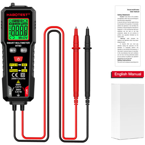 Multimètre Numérique, Multimètre Auto, Mesure Intelligente, Multimètre Professionnel, Testeur Electrique, Voltmetre, Mesure de Tension CA/CC, Résistance, Continuité et Séquence de Phase (1/5)