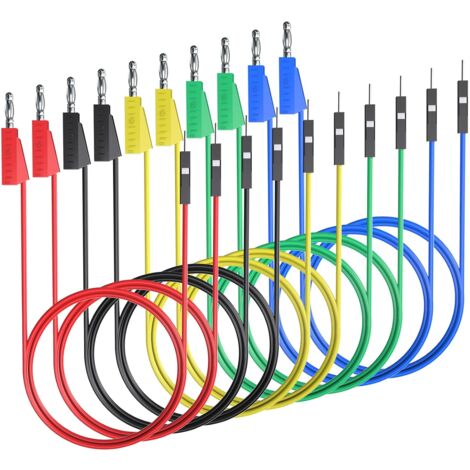Fiche banane empilable vers planche à pain, fils de raccordement males, fils de Test en Silicone souple et flexible pour les tests électriques (1/5)