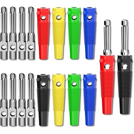 Fiches banane à courant élevé de 4mm, empilables, Type à vis 32A, adaptateur de connecteur banane sans soudure, 5 couleurs (1/5)