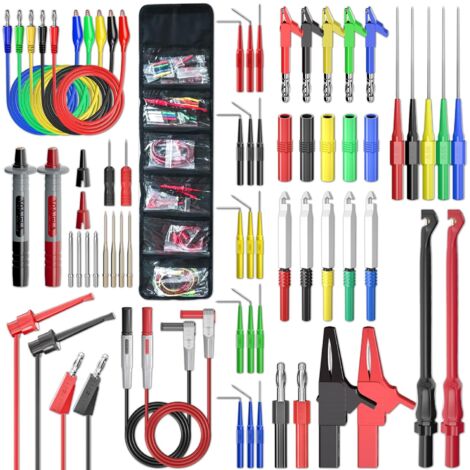 Kit de fils de test multimètre, ensemble de sondes arrière avec jeu de sondes remplaables, fiche banane pour tester les fils de crochet, pinces crocodile et sondes de perage de fil pour tests électriq (1/5)