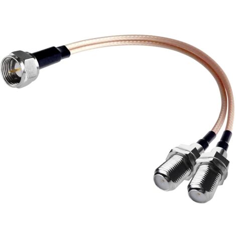 Répartiteur de cable coaxial de type F male vers double femelle, cable coaxial RG316 à 3 voies 19 cm pour connexion par cable, TV, récepteur satellite (1/5)