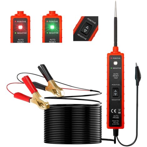6-24V Power Short Circuit Probe Tester with LED test light short-circuit tracking location and buzzer alarm, Automative Circuit Tester polarity test and continuity test function (1/5)