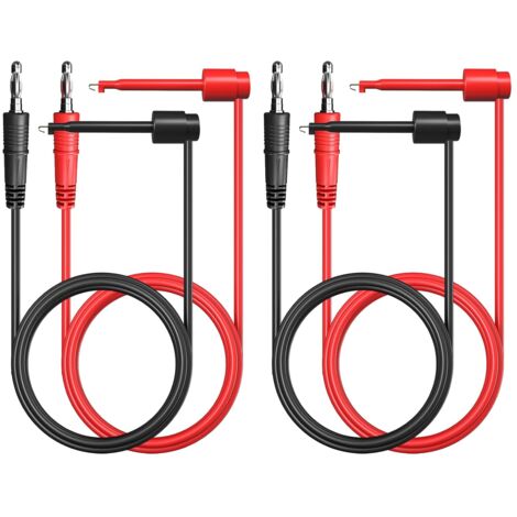 Fiche banane pour tester les Clips à crochet, 4 pièces, 4mm, fils de Test, fils de cable souple en cuivre pour Test électrique multimètre 500V 5A (1/5)