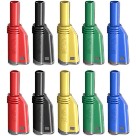 Fiches bananes gainées empilables de 4mm, sécurité, entièrement isolées, Fixation à vis sans soudure, connecteurs de bricolage, 5 couleurs (1/5)