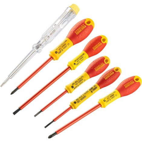 FatMax 0-65-443 Jeu De 6 Tournevis Isolés 1000V - Gamme FatMax - Fabriqué En France - Liaison Quasi Incassable - Lame En Acier - Protection Polyamide - Poignée Soft-Grip (1/5)