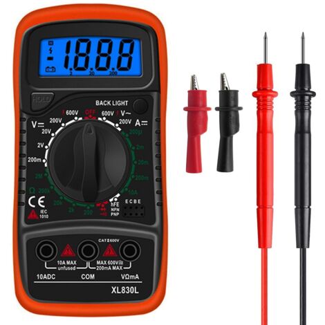 Multimètre numérique à plage automatique, testeur de tension ampère-ohm AC/DC, testeur multifonction avec tests de résistance, continuité, capacité, fréquence et diode, maintien des données et NCV (1/5)