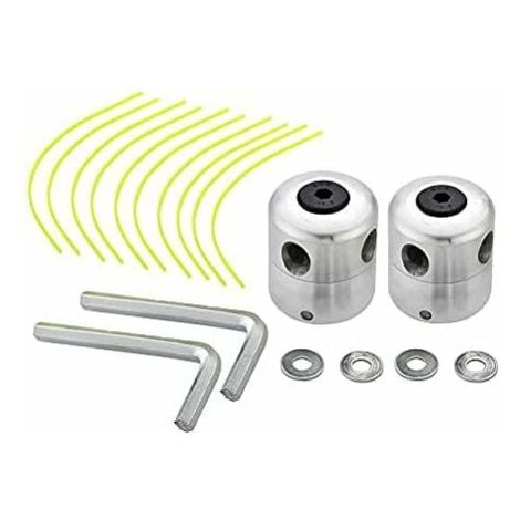 Lot de 2 têtes de débroussailleuse universelles en aluminium Double tête de ligne en nylon Bobine de ligne Accessoire de débroussailleuse (1/5)