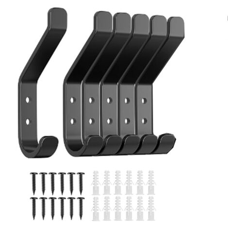 6 Pièces Crochet 9.5cm Murale Salle de Bain Porte Serviette Imperméable pour Chambre Salle de Bain Cuisine Plafond accrocher des Peignoirs (Noir) (1/5)