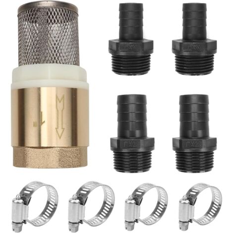 Filtre d'aspiration avec clapet anti-retour, kit de filtre d'aspiration, clapet anti-retour en laiton, filtre d'aspiration avec raccord de tuyau, collier de serrage