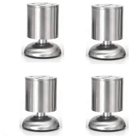 Lot De 4 Pieds De Meuble Réglables En Acier Inoxydable 8 Cm