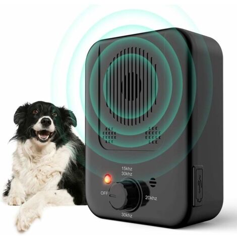 Dispositif anti-aboiement automatique pour chiens – Ultrason inoffensif jusqu'à 15 mètres – 3 niveaux de fréquence réglables – Étanche