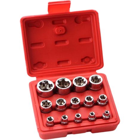 Lot De 14 Douilles En Forme D'étoile De Type E I Coffret à Cliquet I Douilles Jeu De Profilés E (Torx Externe) E4 - E24 (1/5)