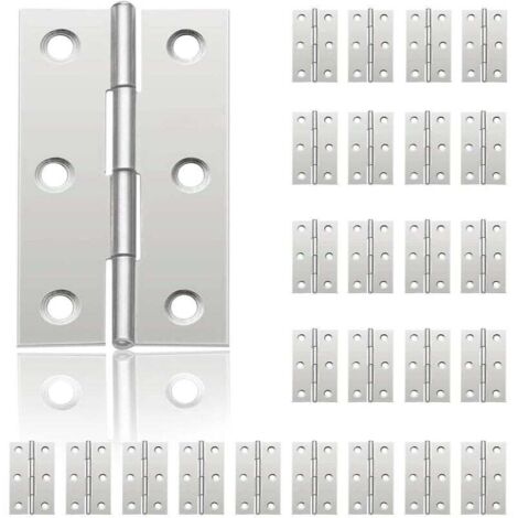 24Pcs Petit Charnières pour Portes, Charnière Inox, DIY Charnières de Portes pour Porte Placard Charnière Piano Botes à bijoux La Maison Meubles Matériel Armoire(44mm32mm) (1/5)