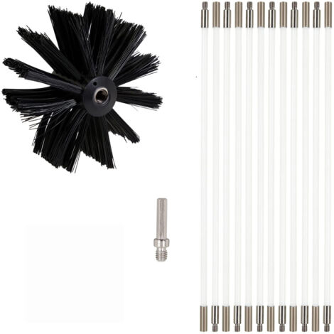 Kit Brosse Nettoyage Cheminée ,Outil Nettoyage pour Cheminées avec 6 Tiges Flexibles de 410 mm et 1 Tê Tes de Brosse pour Cheminée,Tuyau d'égout,poêle à Bois (1/4)