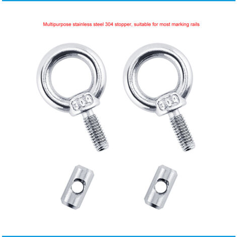 6 pièces boulon à œil d'épaule, boulons à œil en acier inoxydable 304 boulon à œil en acier inoxydable robuste garde-corps d'auvent anneau de suspension fixe anneau de rail coulissant rond (1/4)