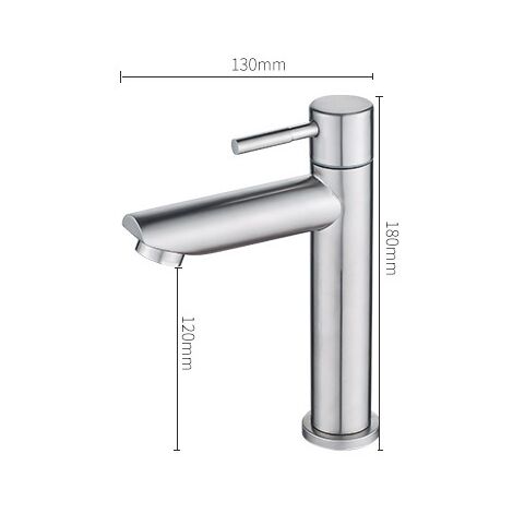 ANYCEE Robinet Lave Main Eau Froide Avec Bec Hauteur 9,34 Cm, Robinet Lavabo Eau Froide Pour WC, Mitigeur Eau-Froide Uniquement En Acier Inox Pour Salle De Bain