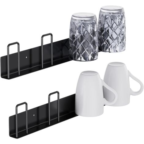 LAOA Crochets muraux pour tasses sans perçage, support mural adhésif pour tasse à café, porte-tasses en verre pour placard, organiseurs de cuisine, étagères d'armoire, ustensiles à suspendre (2 (1/5)