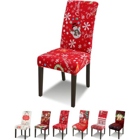LAOA Housse de Chaise Noël Lot de 6 Housse de Chaise Salle à Manger Extensible Universel Lavable Couvre Couverture de Chaise pour Décoration de Noël Festival,Bonhomme de Neige (1/5)
