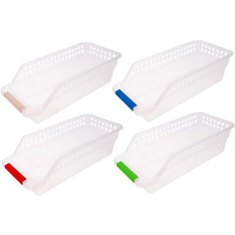 4 Pièces Panier De Rangement Support De Garde-manger De Cuisine Support De Stockage Sous Le Tiroir Du Bureau Aliments Au Congélateur Conteneur De Stockage Plastique. Ménage (1/5)