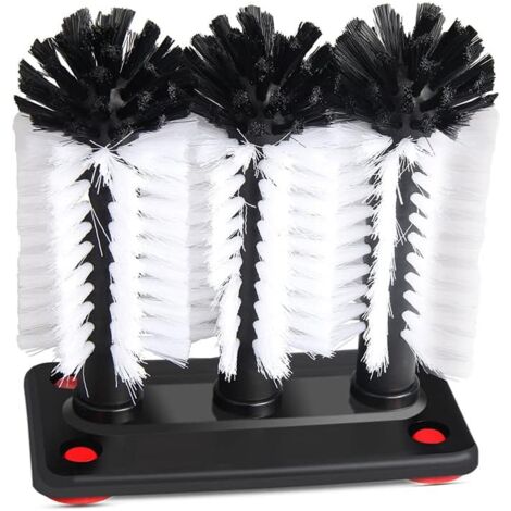 Lot de 3 brosses de nettoyage pour verre, tasses en verre, outil de lavage avec ventouse pour évier de cuisine, maison, restaurant, 18,5 x 9,5 x 19 cm (1/5)