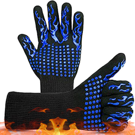 LAOA Gants de barbecue résistants à la chaleur jusqu'à 800 °C – Gants résistants aux coupures L5 – Gants de cuisine de qualité supérieure pour BBQ, cuisiner, patisserie et soudure (1 paire de 33 cm) (1/5)