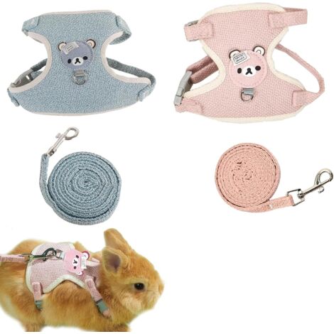 LAOA 2 pièces 120cm harnais réglable pour lapins, furets, chats et autres petits animaux (1-3kg) (1/4)
