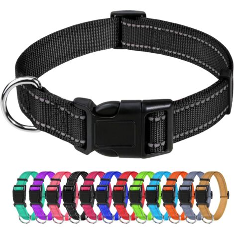 LAOA Collier pour Chien, Collier en Nylon Réfléchissant Réglable Classique Convient pour Moyens Chiens, Noir, 2.5cm Largeur (1/5)