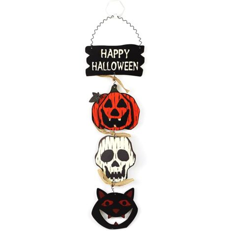 LAOA Panneau de bienvenue à suspendre pour porte d'Halloween, décoration d'Halloween pour la maison, le bureau, l'école, l'extérieur, la maison hantée (1/5)