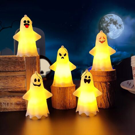 Lot de 5 lumières fantômes d'Halloween,Halloween Nuit Lampes Fantôme,Décoration de Halloween,Étanche Décorations d'Halloween,Applicable à Pour l'intérieur et l'extérieur - Décoration de fête (1/5)