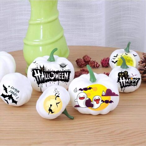 Lot De 12 Mini Citrouilles Blanches Artificielles DIY - Décoration Halloween, Automne, Thanksgiving, Noël & Mariage