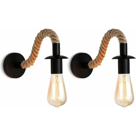 Applique Murale Vintage En Corde De Chanvre Applique Murale Industrielle Idéa E27 Luminaire ,110/220v 2pcs (1/5)