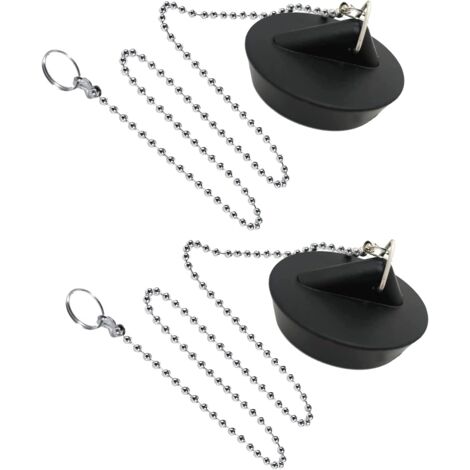 LAOA 2 Pièces Bouchon de Lavabo Caoutchouc avec La Chaîne à Billes Bouchon, Bouchon d'évier Universel en Acier Inoxydable avec Crochet pour évier de Cuisine ou de Baignoire (1/5)