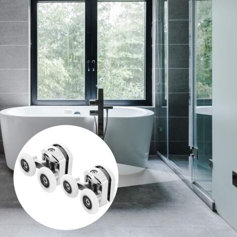 Lot De 8 Roulettes Pour Porte De Douche - Roulettes Cabine De Douche En Alliage De Zinc Roulette Porte Coulissante Douche Pour Salle De Bain 25mm 4 Superieures Et 4 Inferieures 86252345